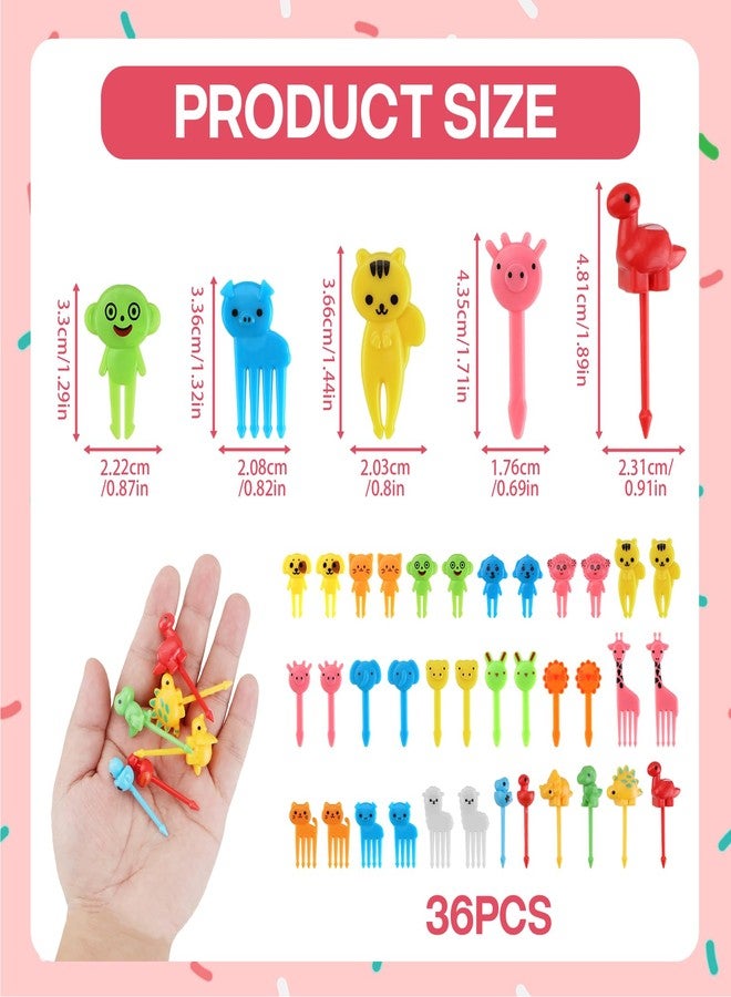Nextpal 36 Pcs Animal Kids Food Picks, Cute Animal Shaped Lunch Accessories Fruit Forks Picks, for Children School Lunch Bento Box Party Snacks and Holiday Celebration Meals - Image 3